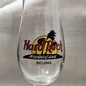 Hard Rock Cafe BEIJING China Clear Hurricane Glass with Yellow and Maroon Logo